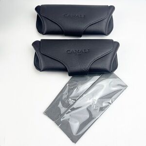 TWO New Canelli 1934 Brown Sunglasses Eyeglasses Leather Soft Case + Cloth *Read